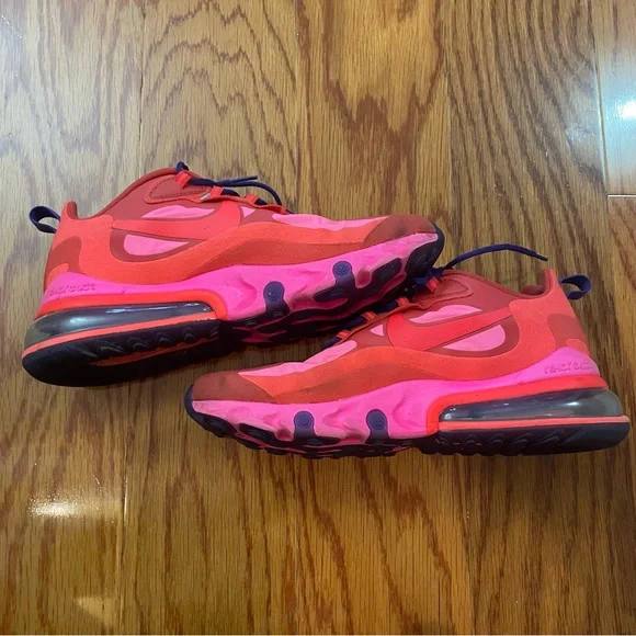 Nike Air Max 270 React in Mystic Red/Pink Blast/Habanero Red/Bright Crimson SZ 9 - Picture 11 of 15